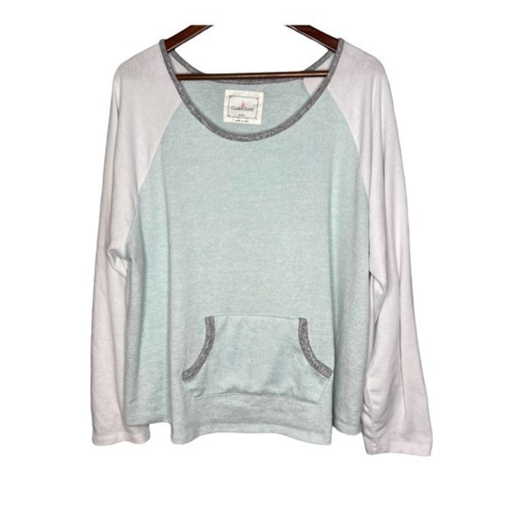 Cuddl Duds plus size pullover color block pullover sweatshirt top pockets sz XXL